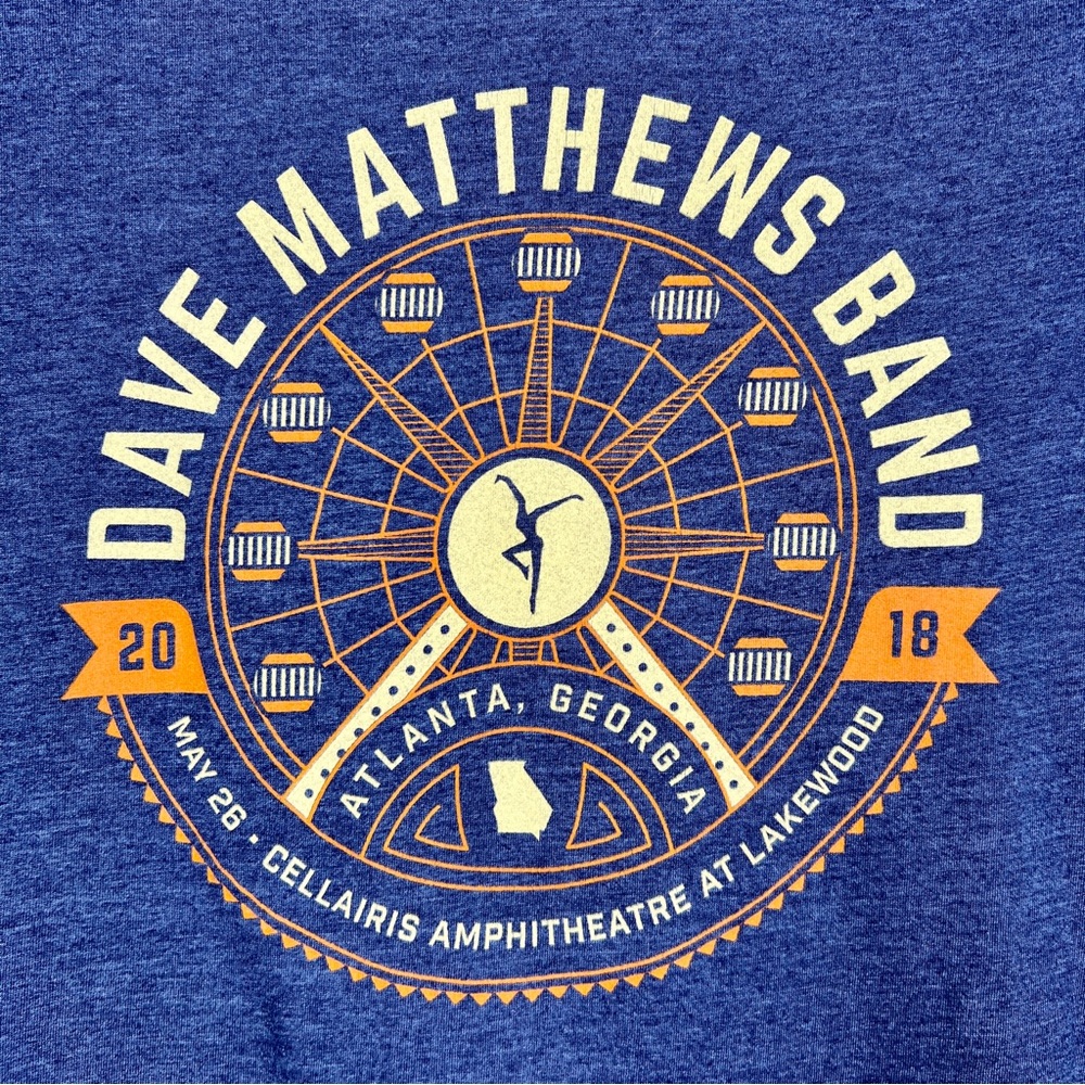 DAVE MATTHEWS BAND 2018 Concert Tee - Heather Blue Ferris Wheel Design - Sz S - Picture 2 of 6